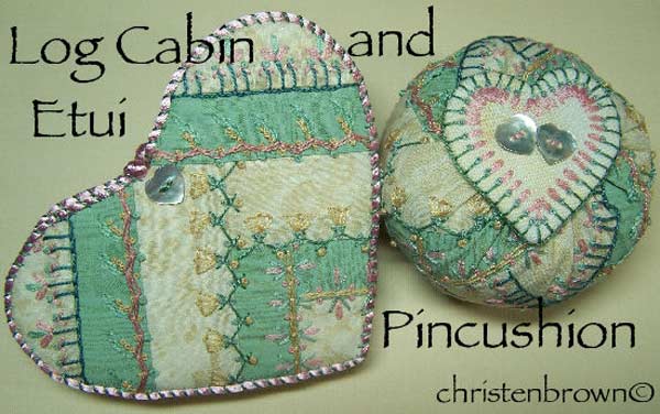 Log Cabin Heart Etui And Pincushion with Christen Brown